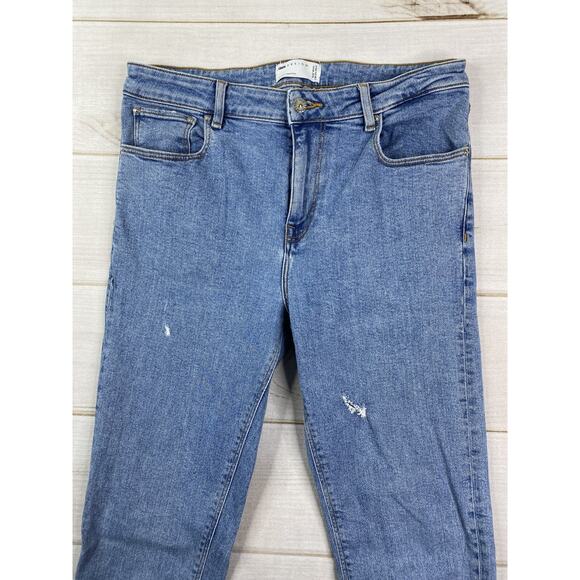 ASOS Design Mens Jeans Size 32X38 Skinny Leg Stretch Denim Distressed Light Wash - Picture 2 of 12